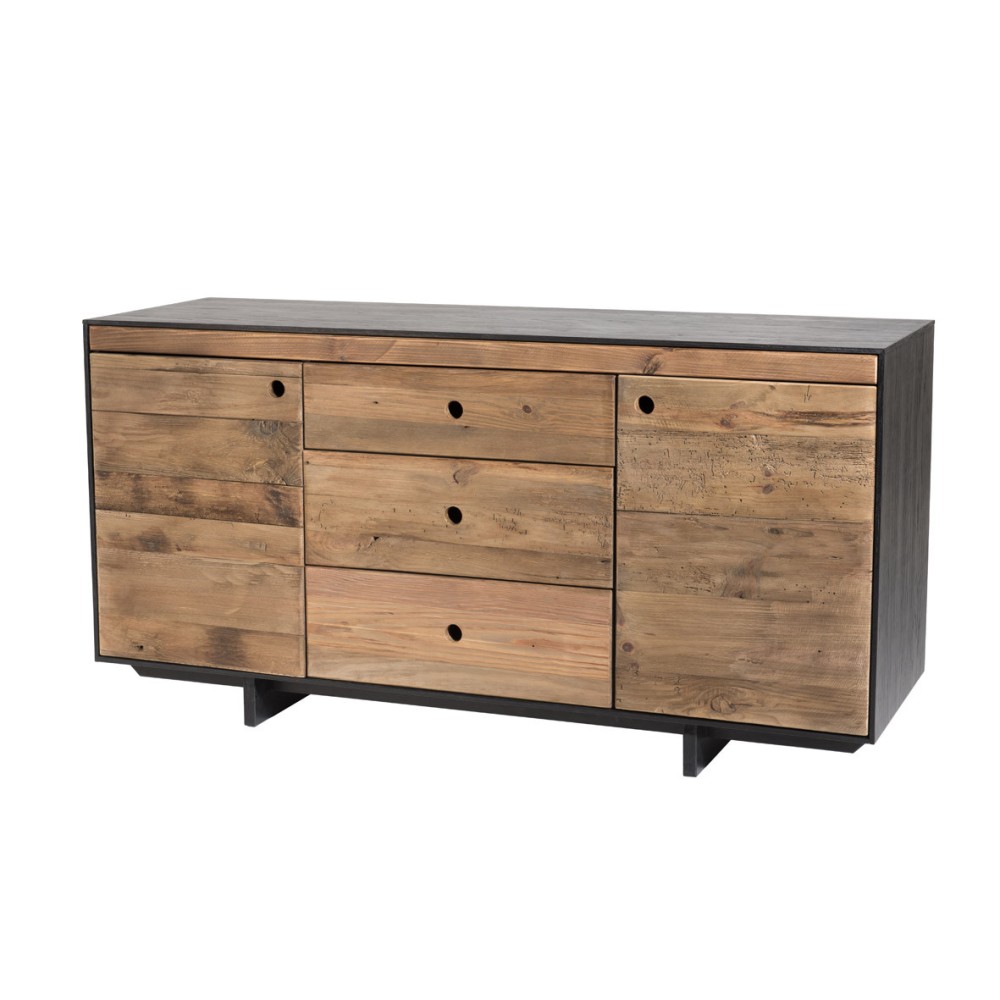 Buffet 2 portes 3 tiroirs bois pin recyclé Buffet 2 portes 3 tiroirs bois pin recyclé