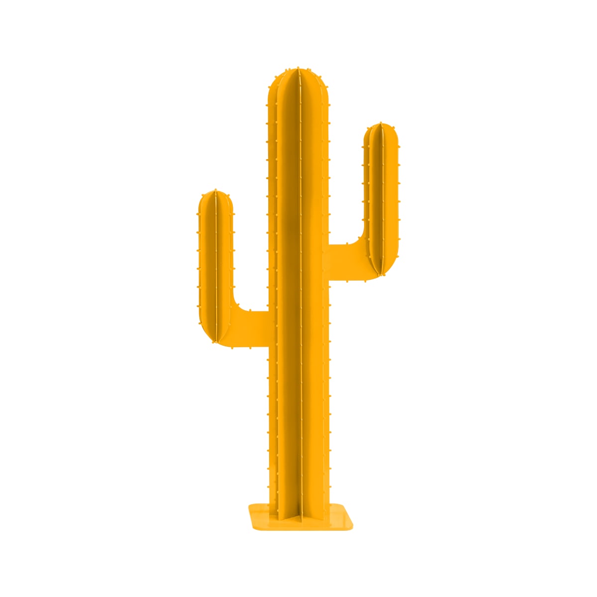 Cactus de jardin 2 branches en aluminium jaune H150cm (photo) Cactus de jardin 2 branches en aluminium jaune H150cm