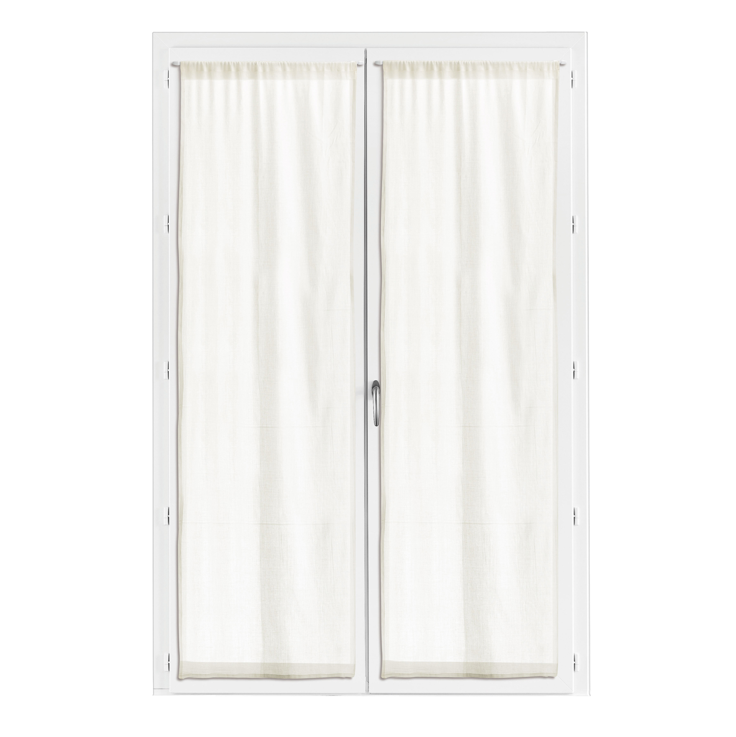 Lot de 2 Rideaux Voile en coton blanc 45 x 90 (photo) Lot de 2 Rideaux Voile en coton blanc 45 x 90