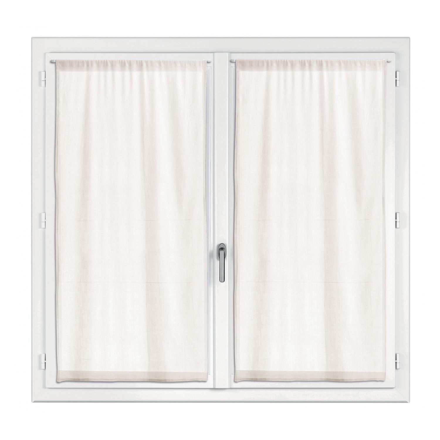 2 rideaux voile en coton ecru 45 x 90 2 rideaux voile en coton ecru 45 x 90