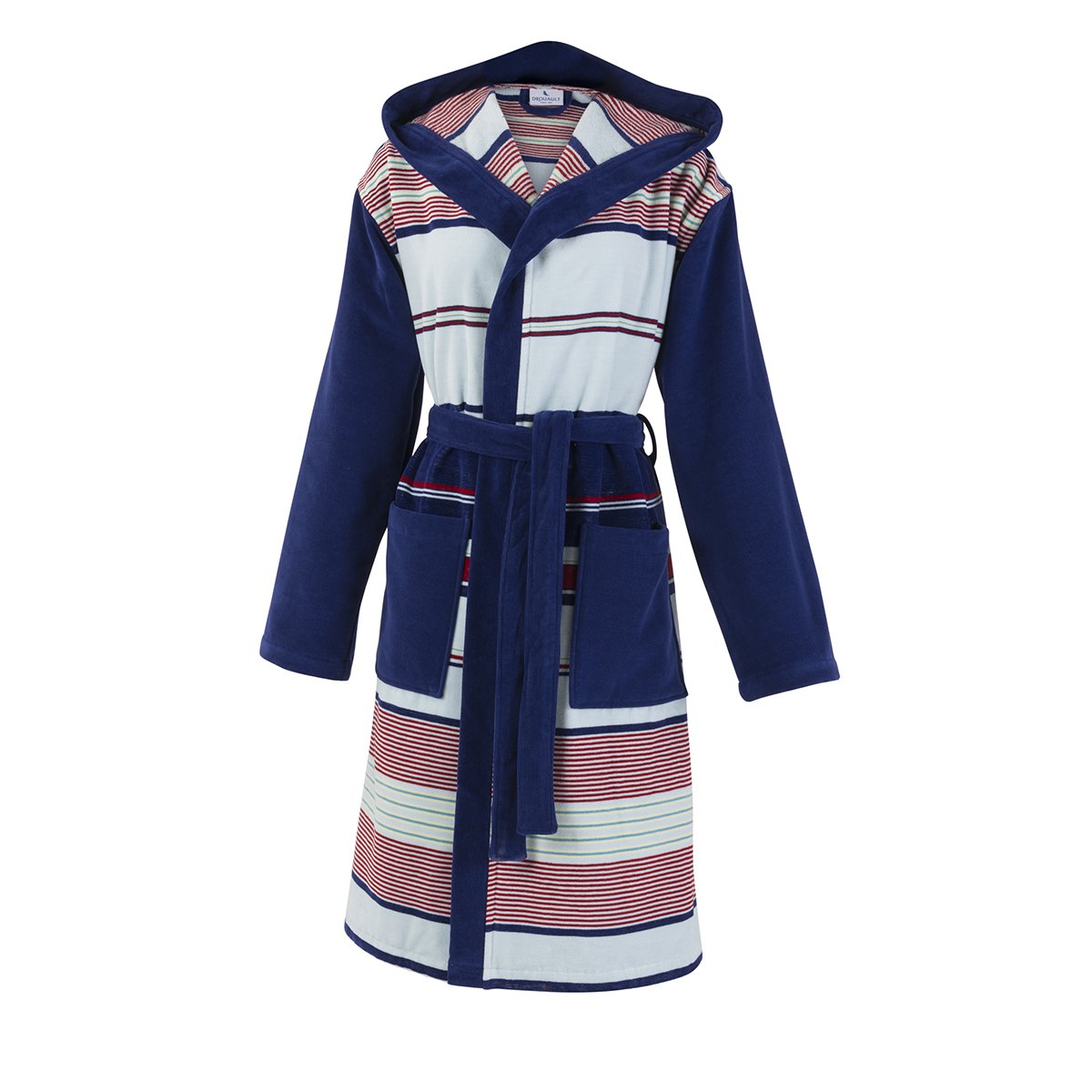 Peignoir coton s bleu foncé rayé (photo) Peignoir coton s bleu foncé rayé