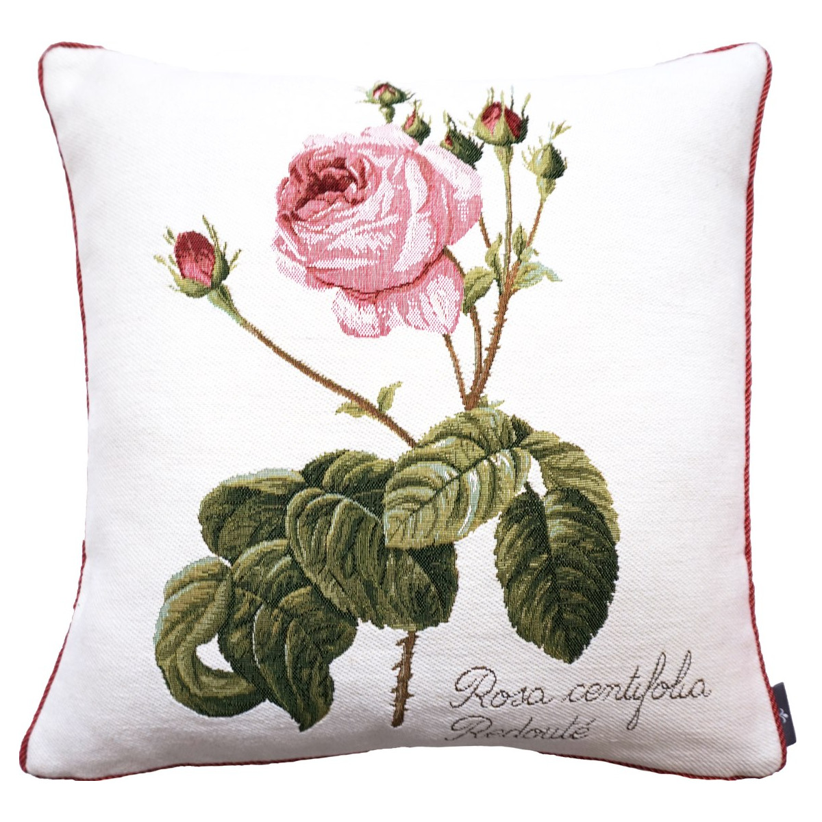 Coussin rose à gauche made in france blanc 48x48