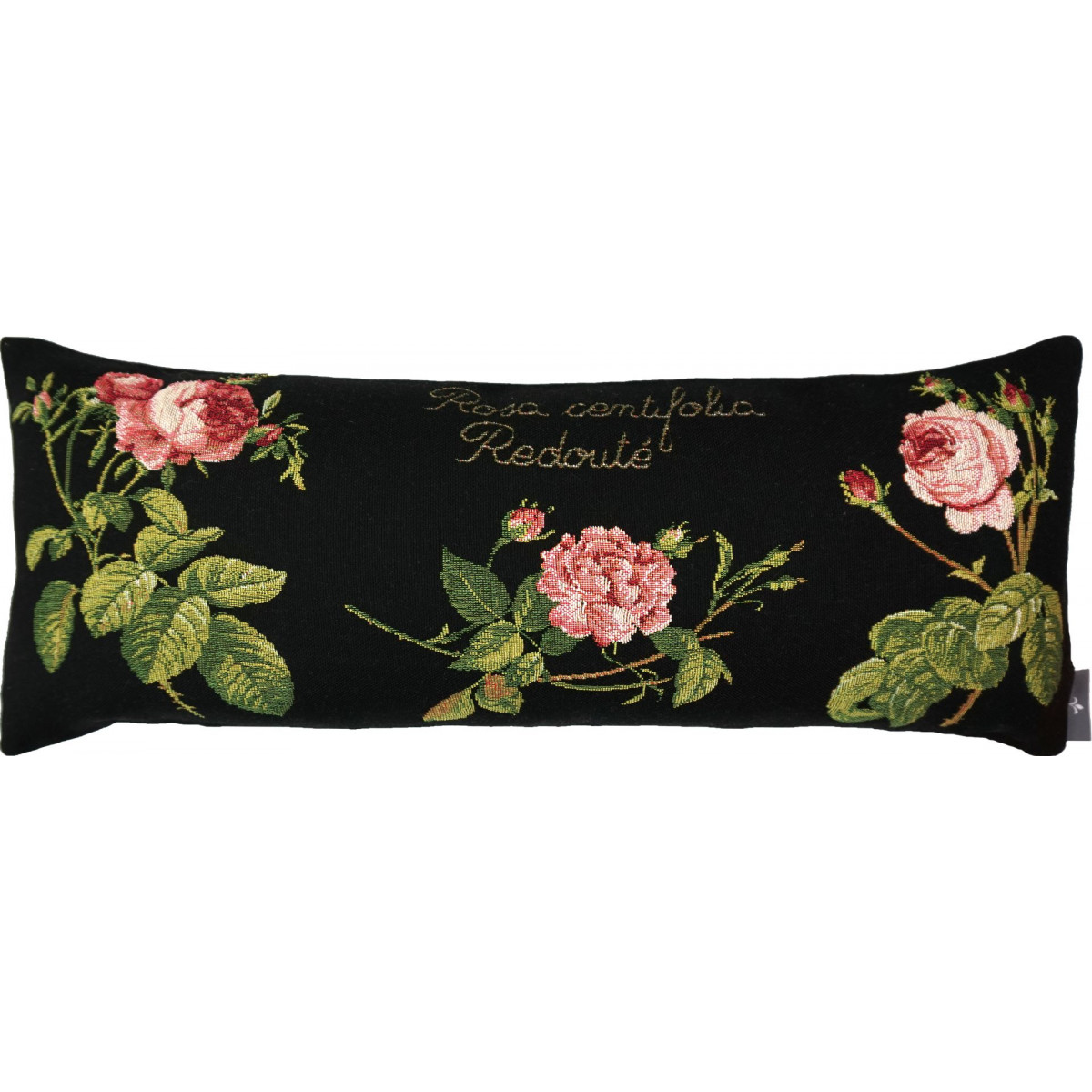 Coussin roses de redouté made in france noir 25x60 Coussin roses de redouté made in france noir 25x60