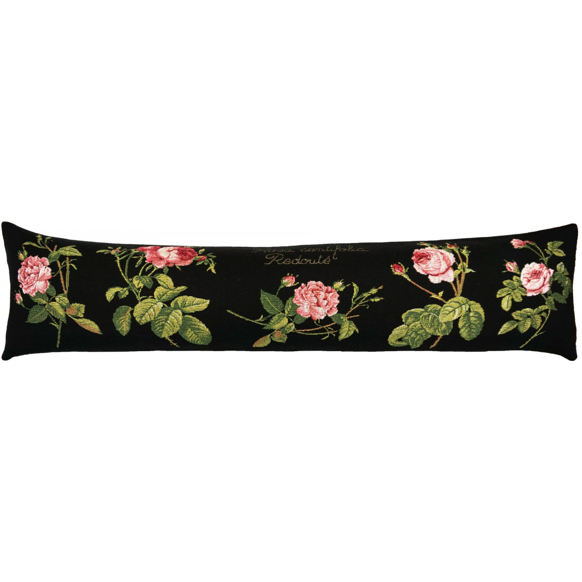 Coussin roses de redouté made in france noir 25x90 Coussin roses de redouté made in france noir 25x90