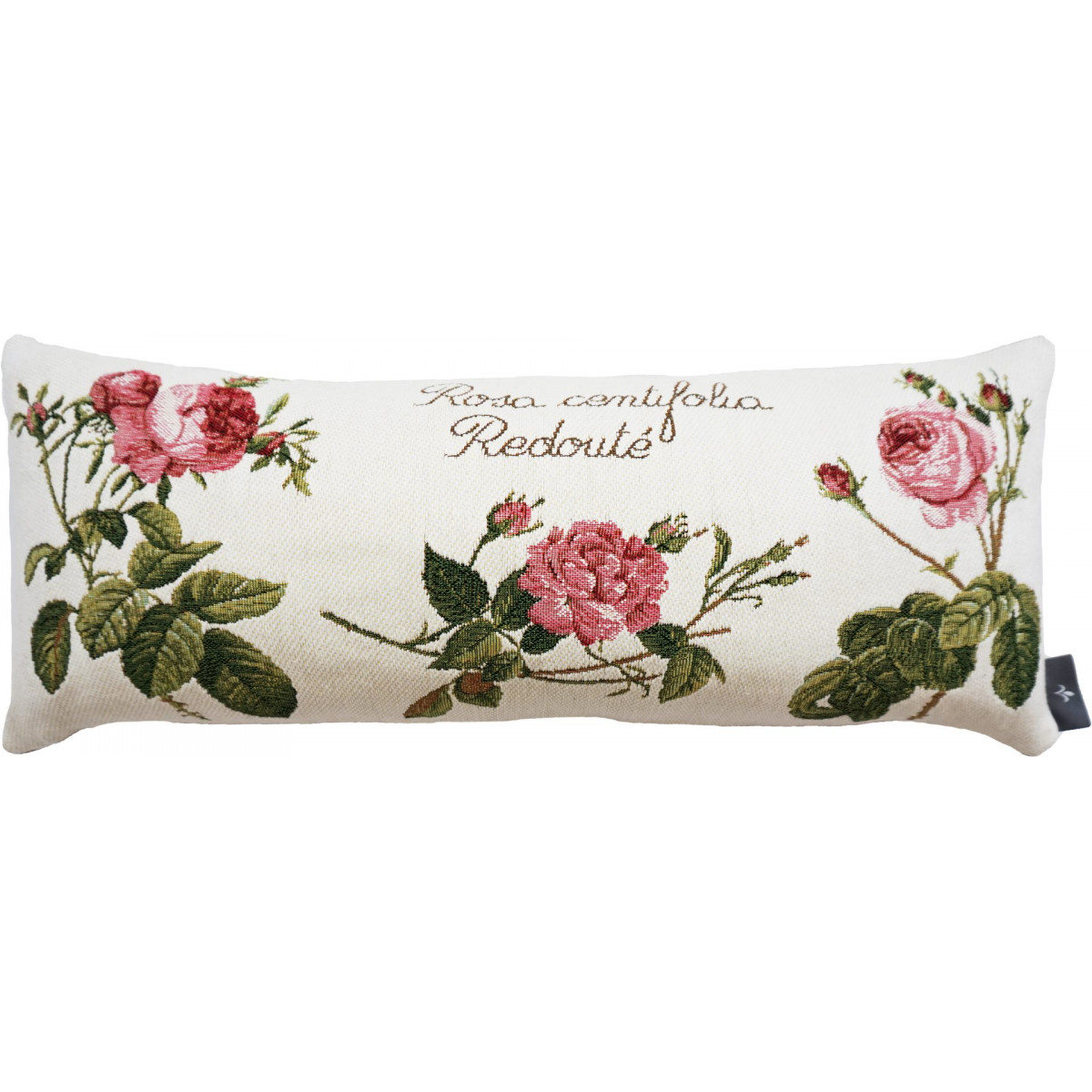 Coussin roses de redouté made in france blanc 22x58