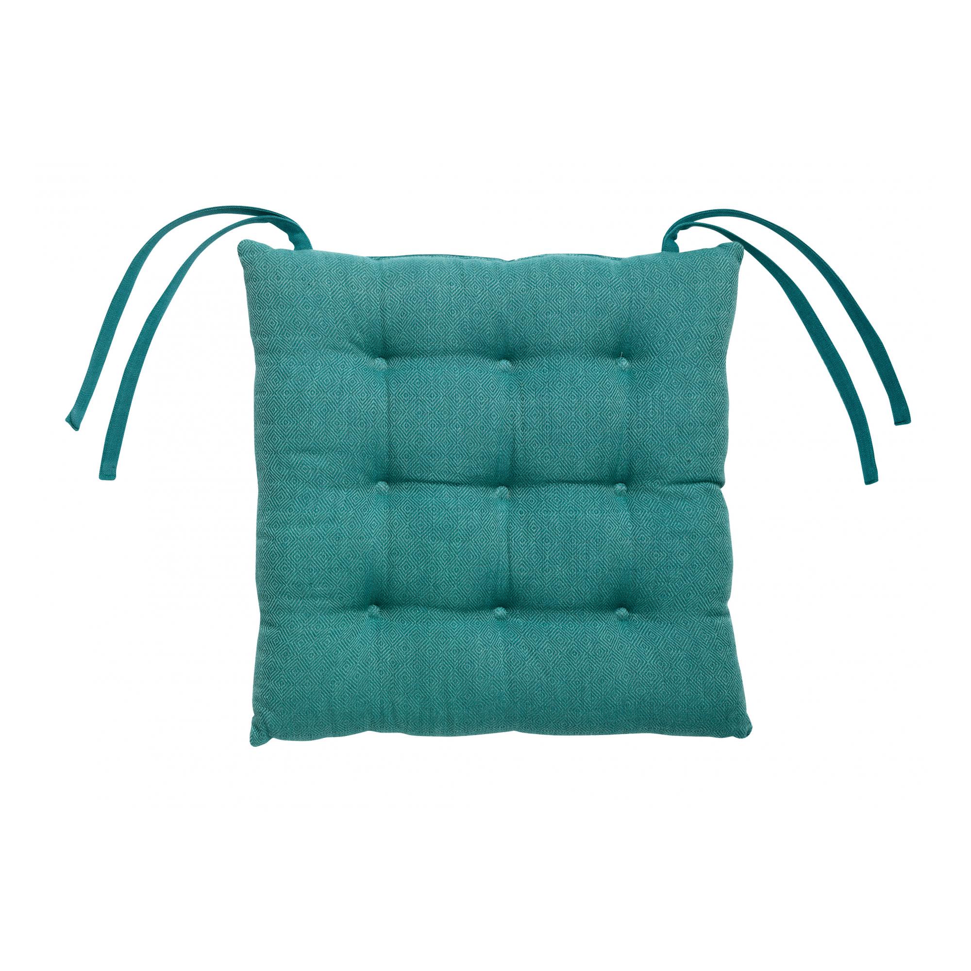 Galette de chaise piquée 9 points en coton paon 38 x 38 x 4 Galette de chaise piquée 9 points en coton paon 38 x 38 x 4