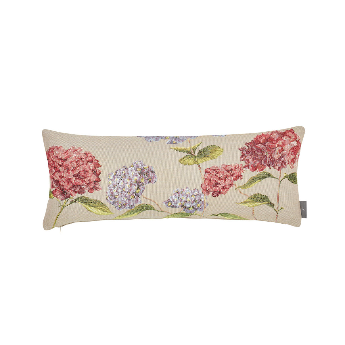 Coussin tapisserie hortensias made in france beige 25x60 Coussin tapisserie hortensias made in france beige 25x60