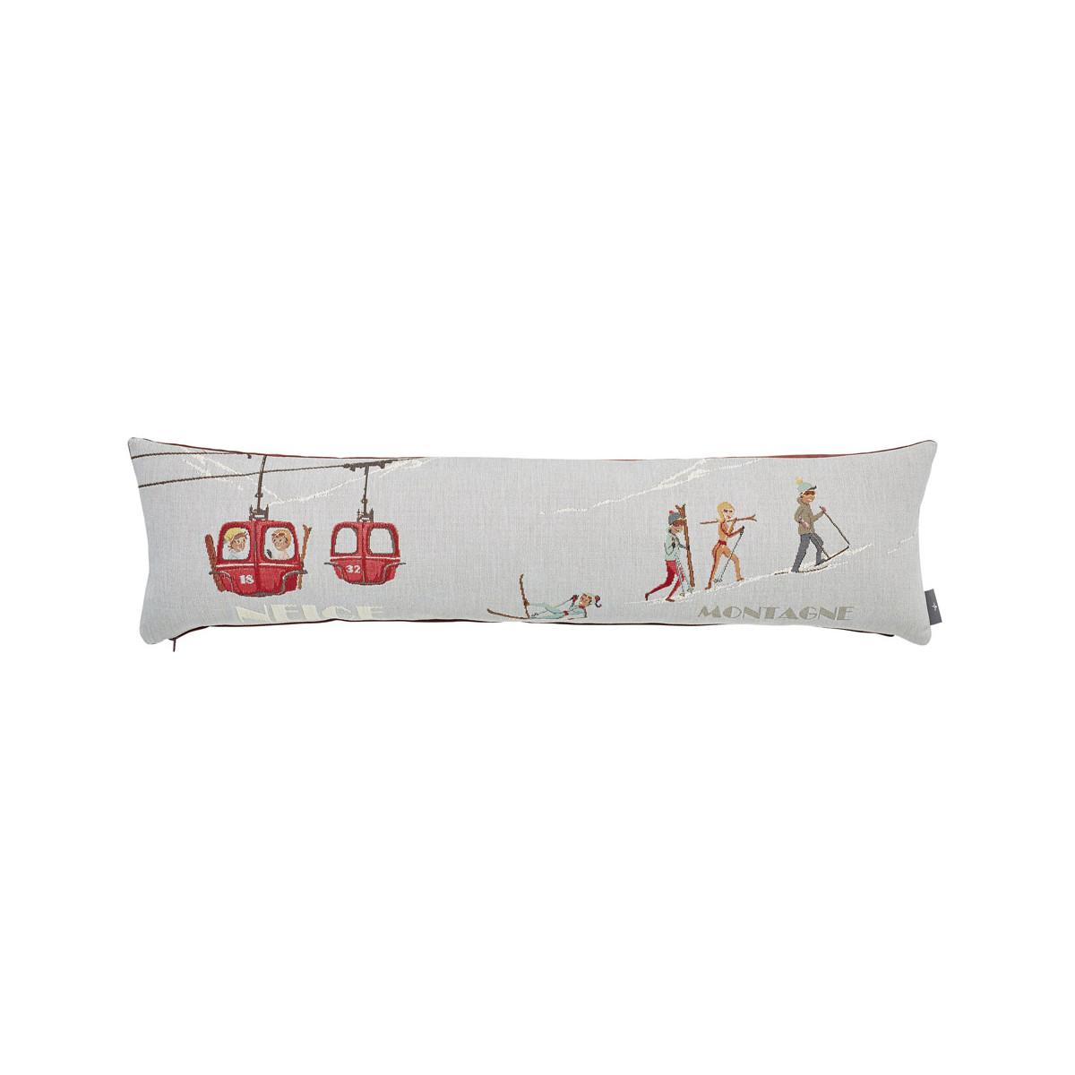 Coussin tapisserie vacances à la montagne made in france bleu 25x90 Coussin tapisserie vacances à la montagne made in france bleu 25x90