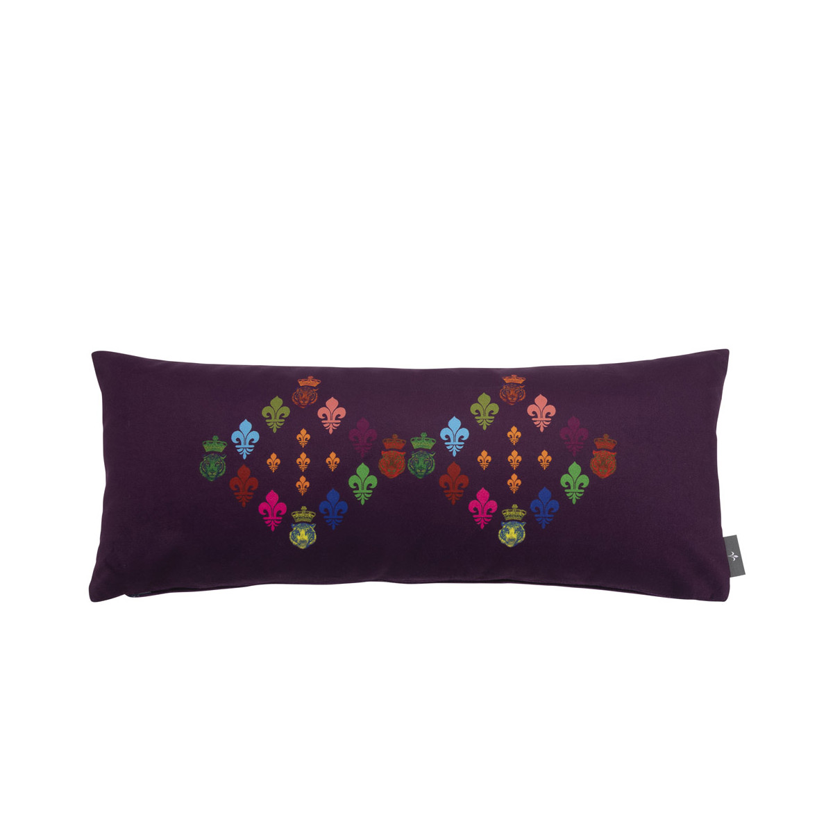Coussin lys imprimé sur velours made in france violet 25x60 Coussin lys imprimé sur velours made in france violet 25x60