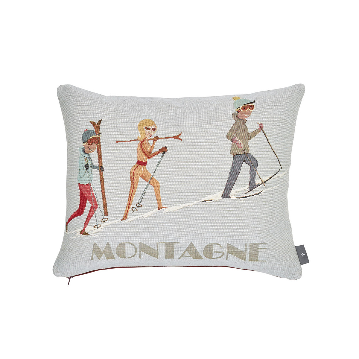 Coussin en tapisserie randonnée à la montagne bleu 40x50 (photo) Coussin en tapisserie randonnée à la montagne bleu 40x50