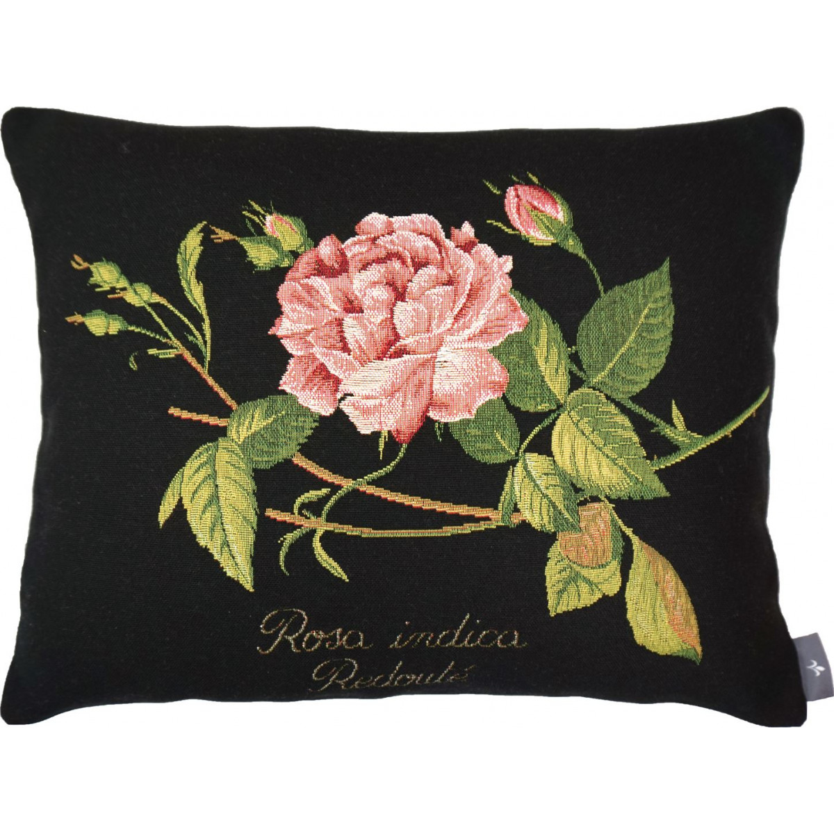 Coussin rectangulaire rosa indica made in france noir 38x48