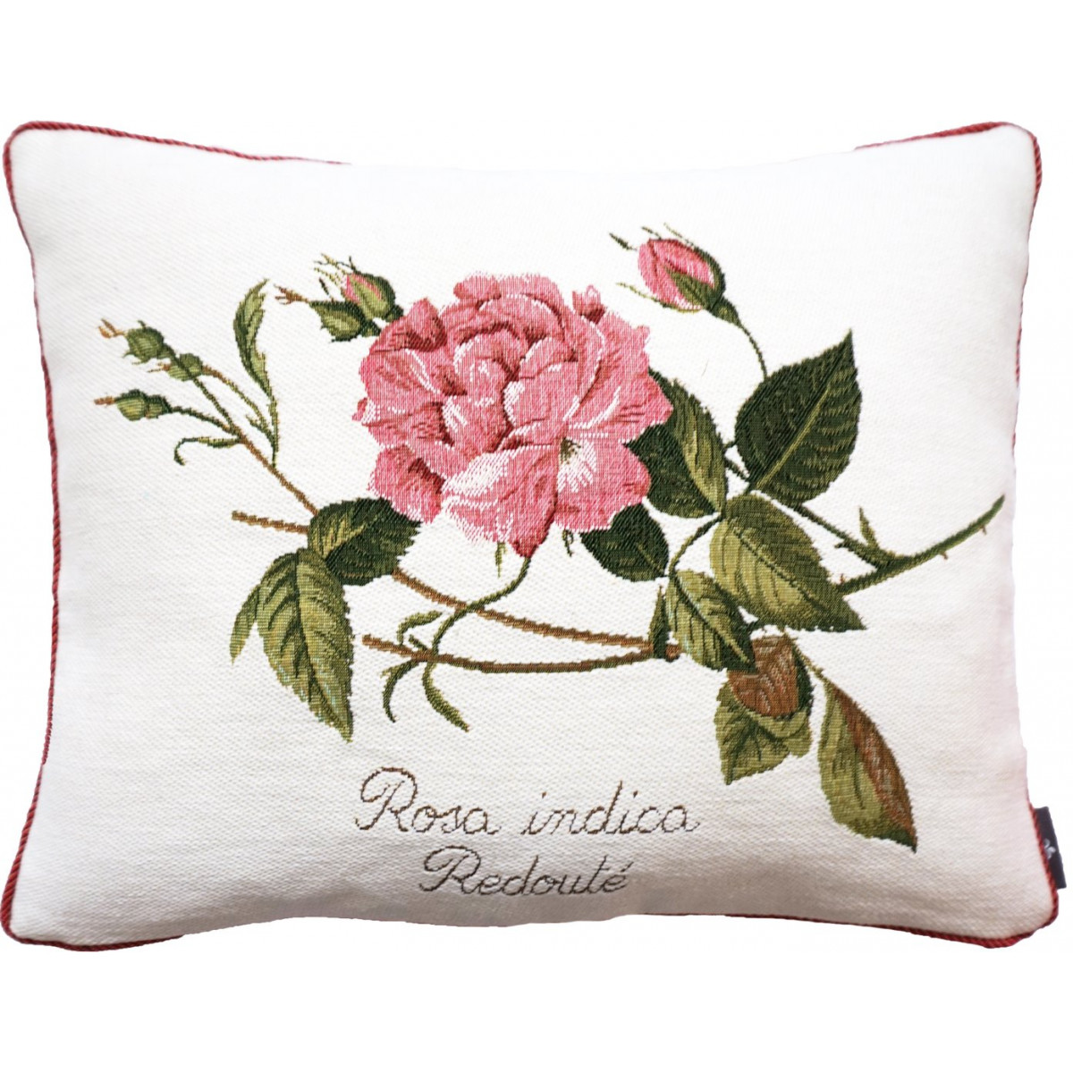 Coussin rectangulaire rosa indica made in france blanc 38x48