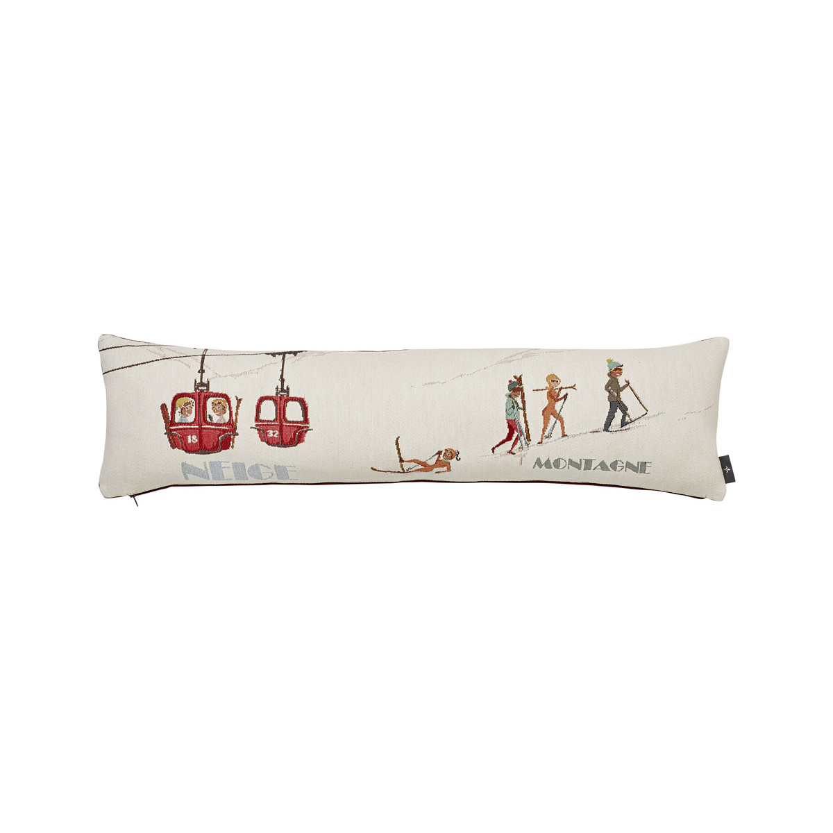 Coussin tapisserie vacances à la montagne made in france blanc 25x90 Coussin tapisserie vacances à la montagne made in france blanc 25x90