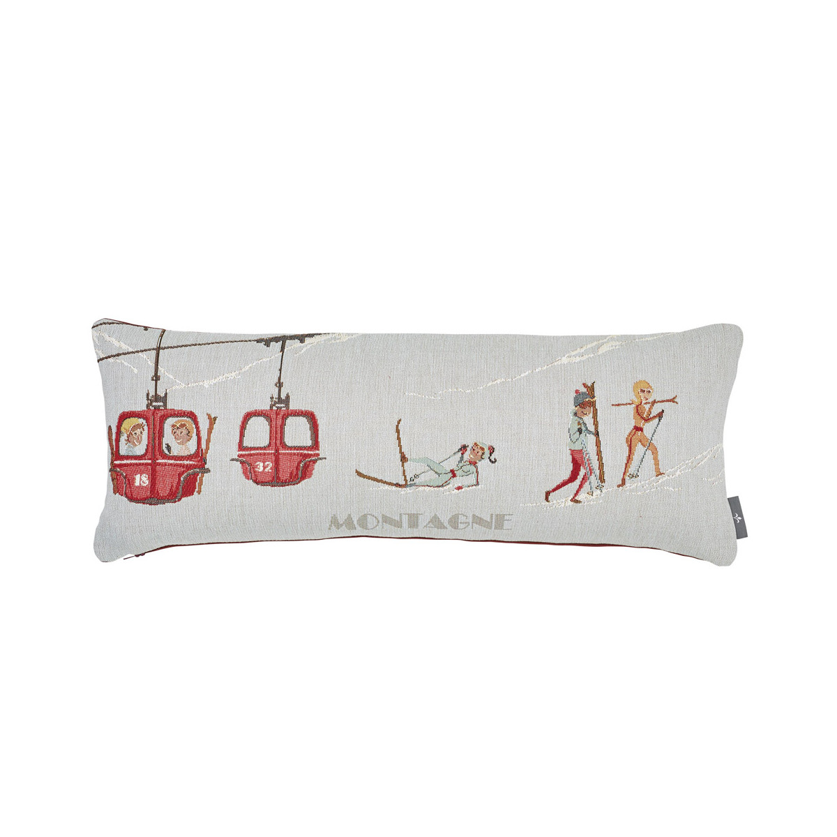 Coussin en tapisserie vacances à la montagne made in france bleu 25x60 (photo) Coussin en tapisserie vacances à la montagne made in france bleu 25x60