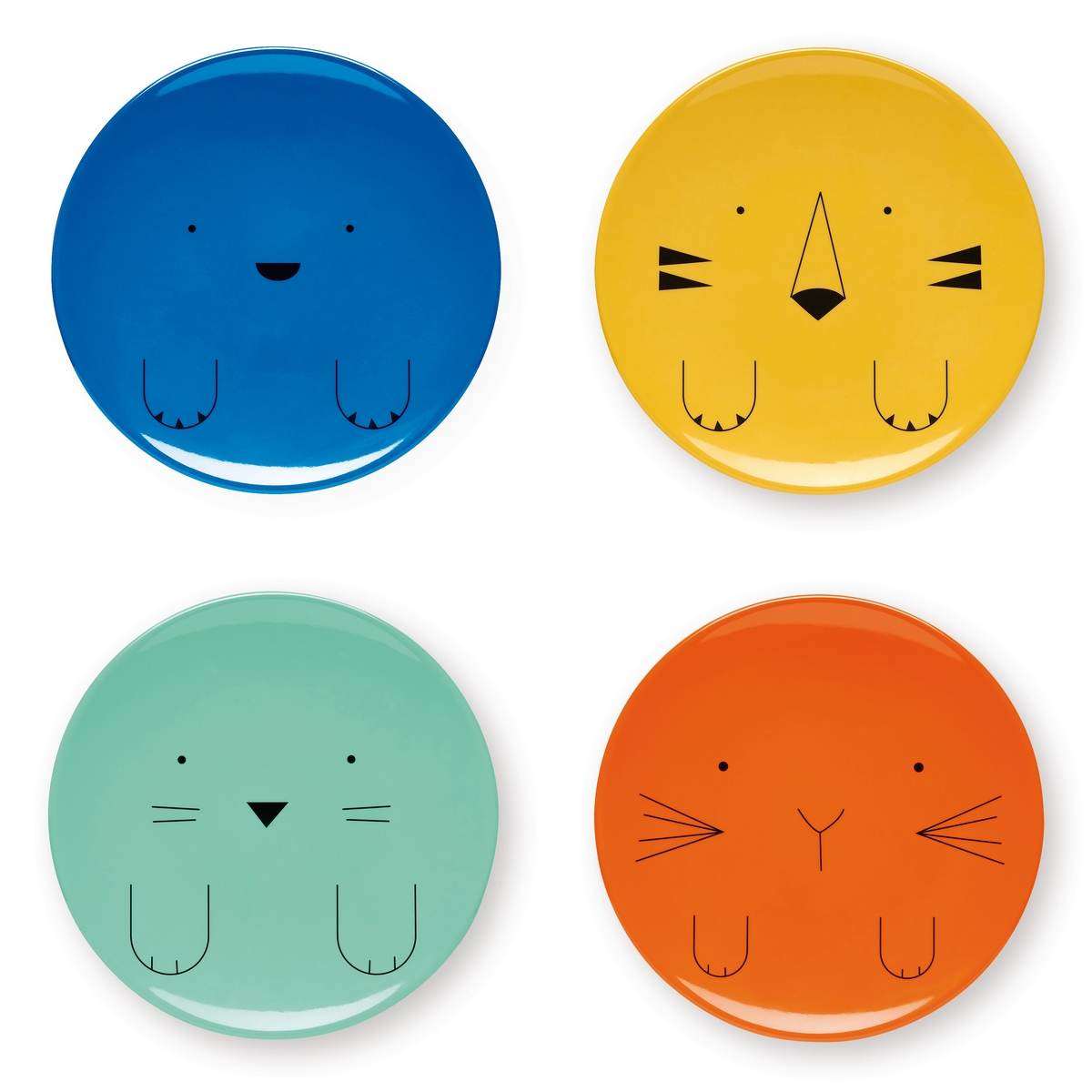 Lot de 4 assiettes à dessert animaux Lot de 4 assiettes à dessert animaux