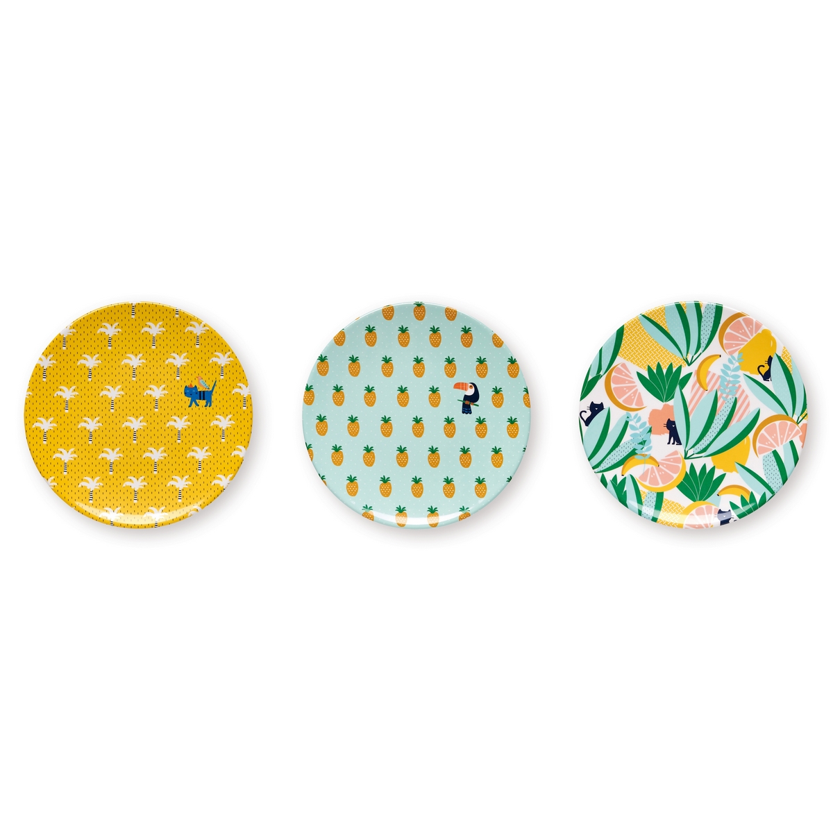 Lot de 3 assiettes à dessert jungle Lot de 3 assiettes à dessert jungle