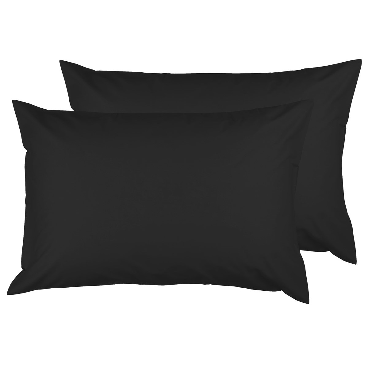 Lot de 2 taies d'oreiller en coton noir 50x70 cm Lot de 2 taies d'oreiller en coton noir 50x70 cm