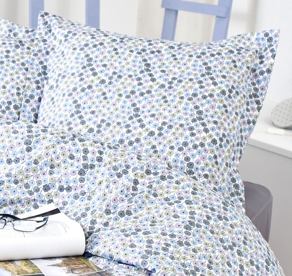 Parure de housse de couette coton bleu 220x240 cm