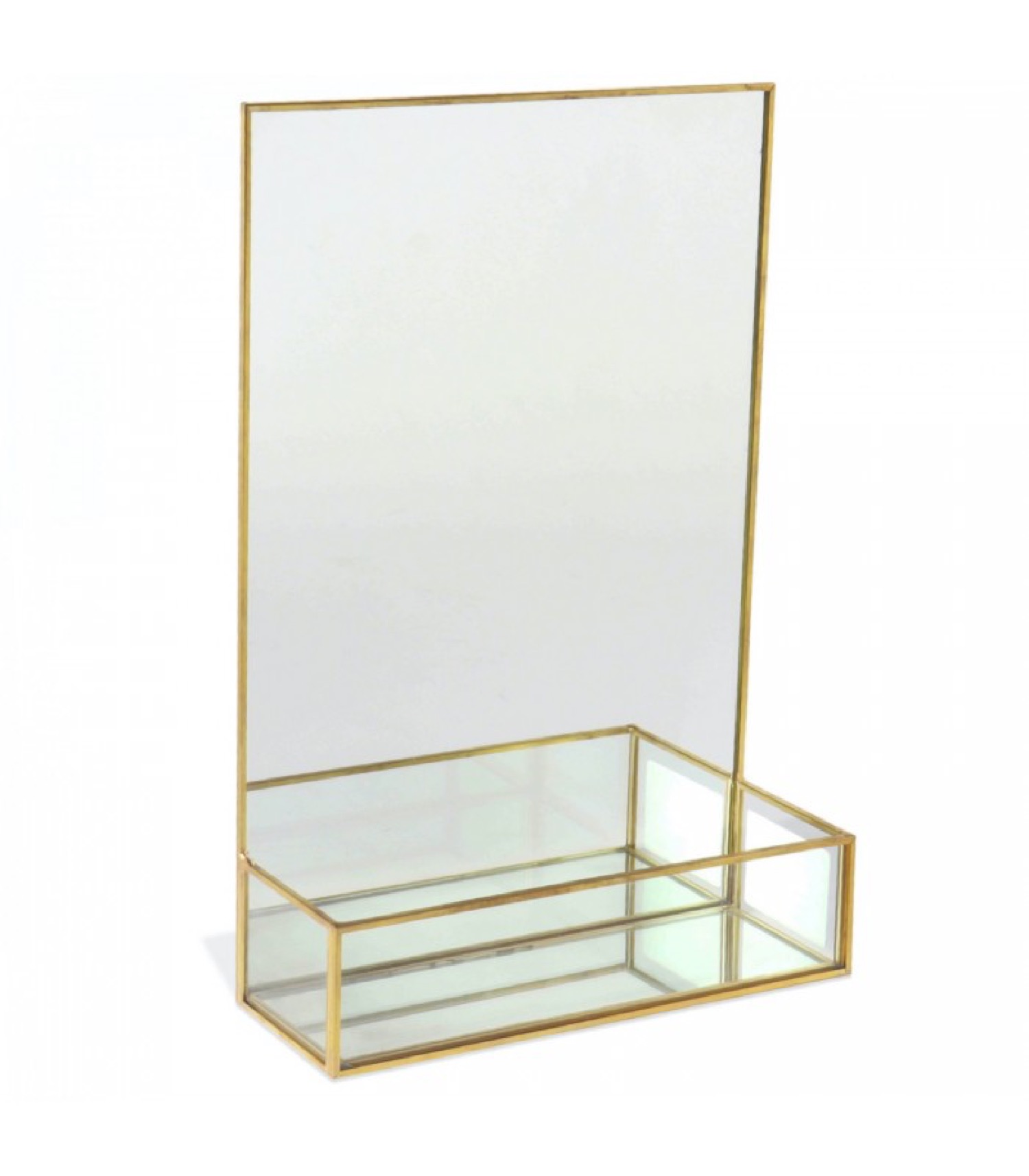 Miroir à poser métal doré avec étagère 20x30cm Miroir à poser métal doré avec étagère 20x30cm