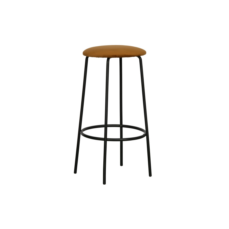 Tabouret de bar minimaliste en velours marron Tabouret de bar minimaliste en velours marron