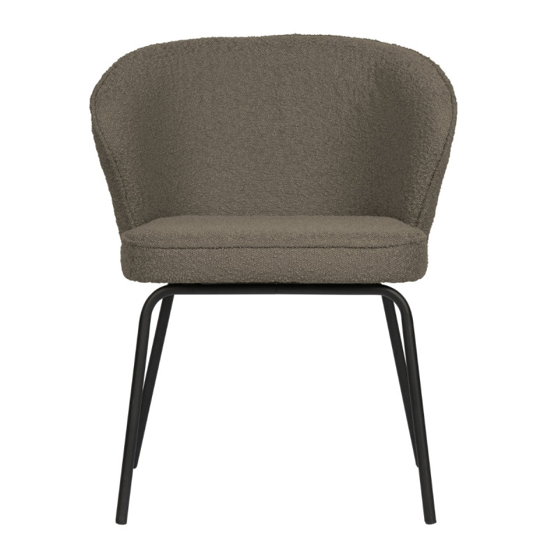 Chaise design en velours bouclé taupe Chaise design en velours bouclé taupe