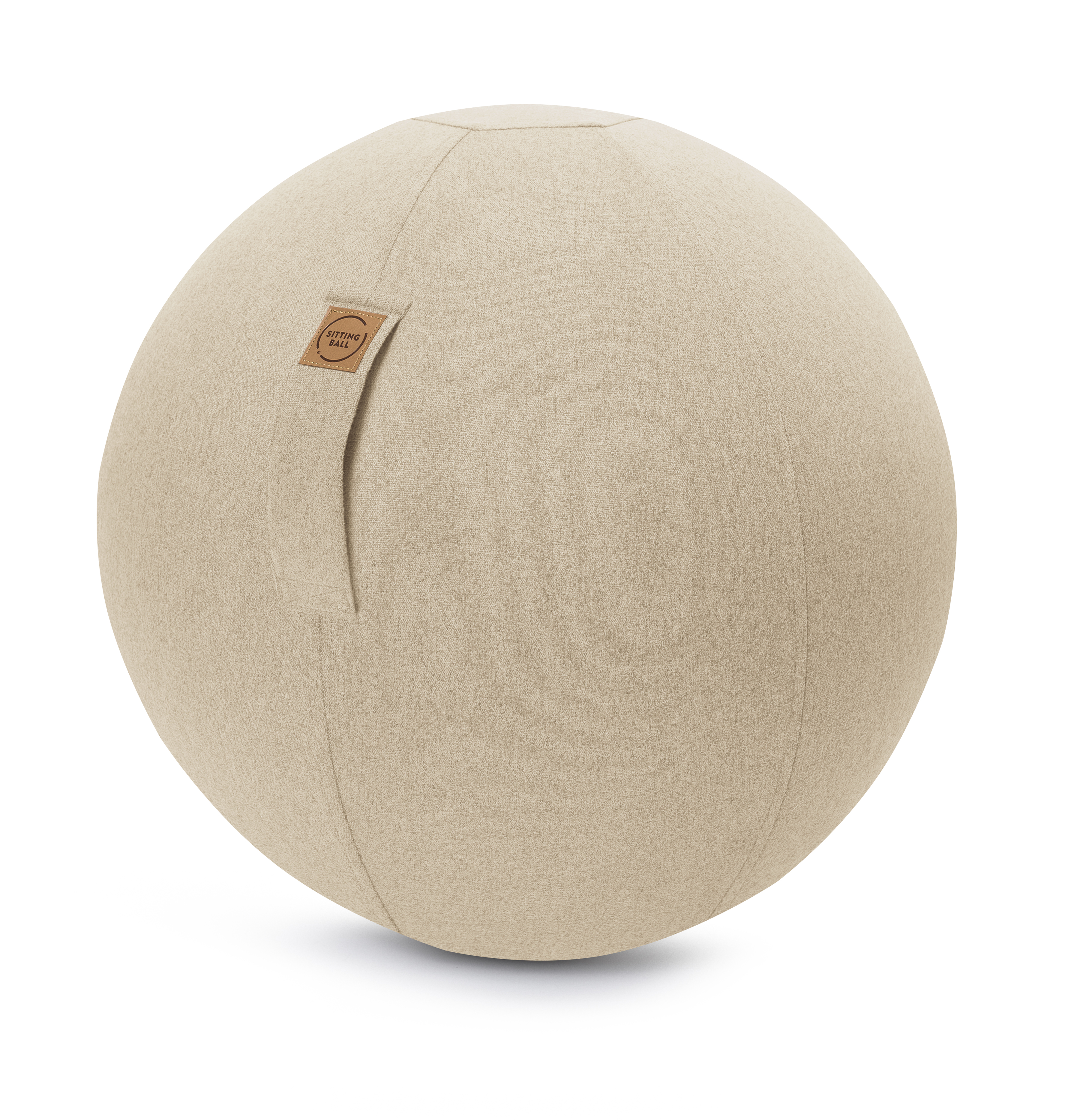 Balle d'assise aspect feutrine beige avec poignée polyester D65 Balle d'assise aspect feutrine beige avec poignée polyester D65