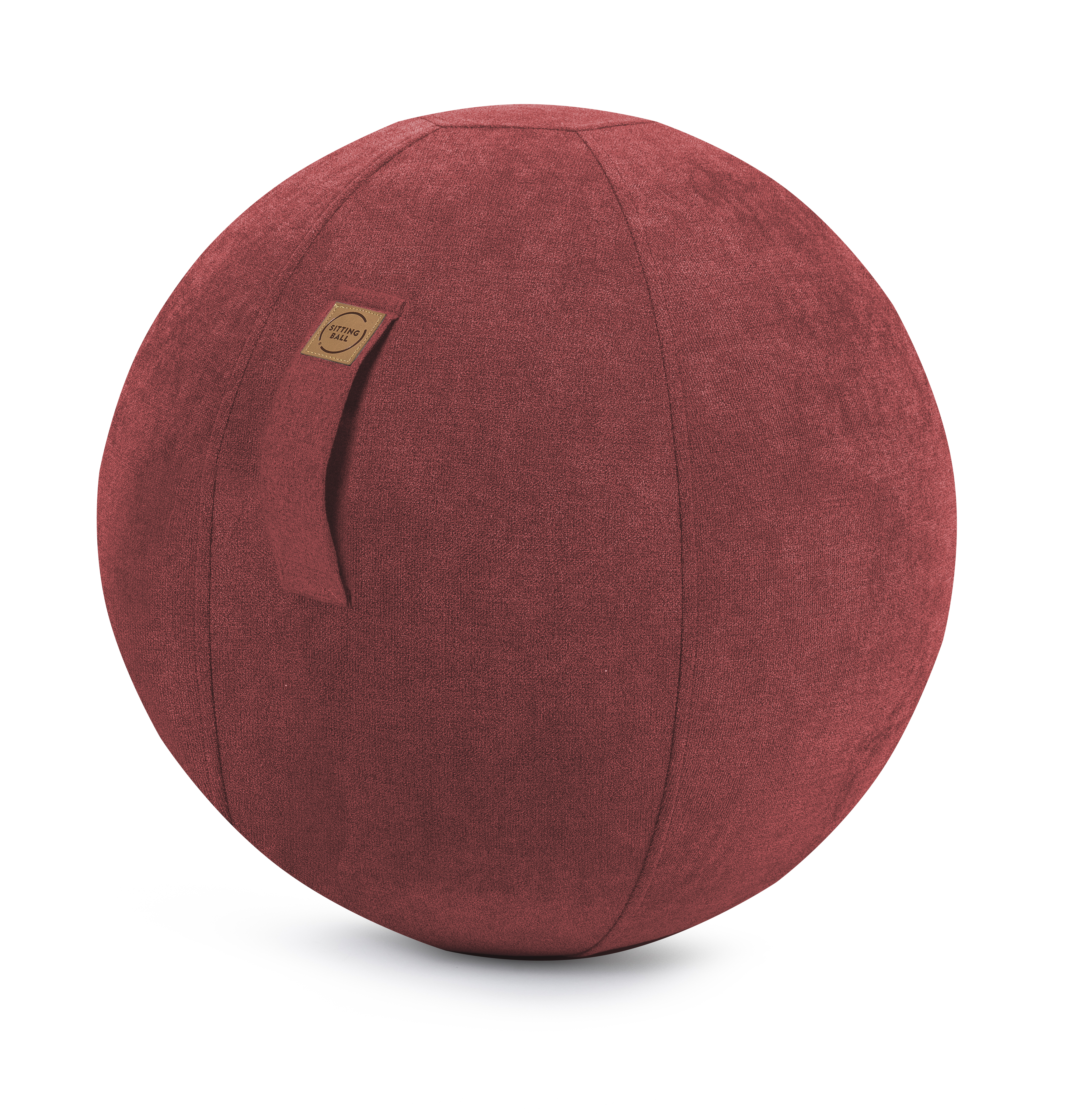 Balle d'assise design en suÃ©dine rouge avec poignÃ©e  D65
