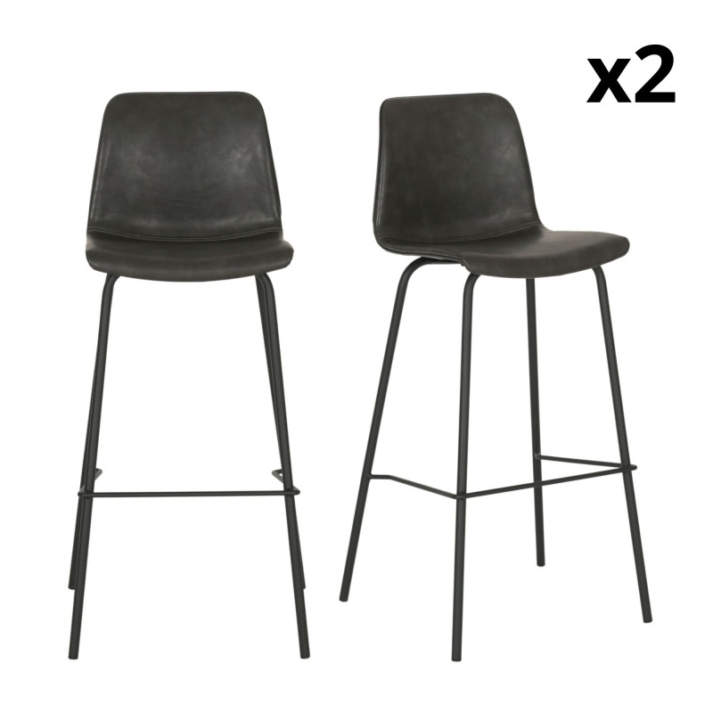 Lot 2 tabourets design Gris