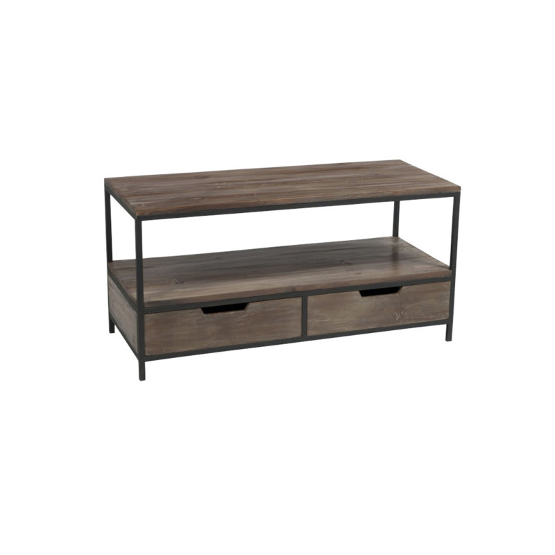 Table basse bois et métal avec tiroirs