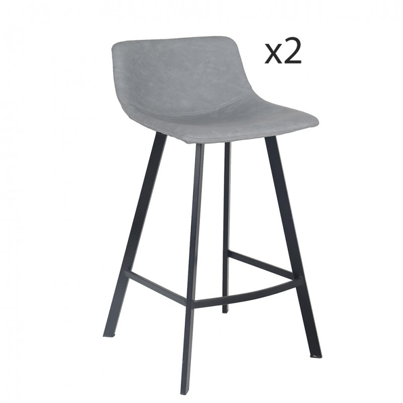 Lot 2 tabourets de bar simili gris (photo) Lot 2 tabourets de bar simili gris