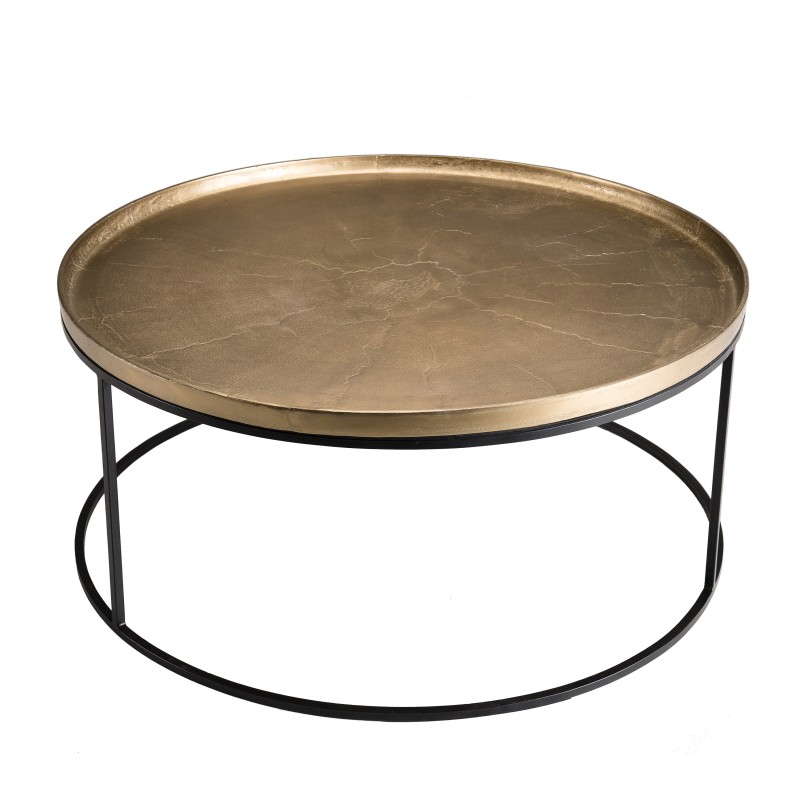 Table basse ronde aluminium doré pieds ronds métal