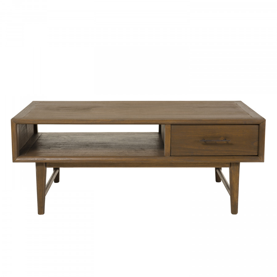 Table basse 2 tiroirs 1 niche bois mindi