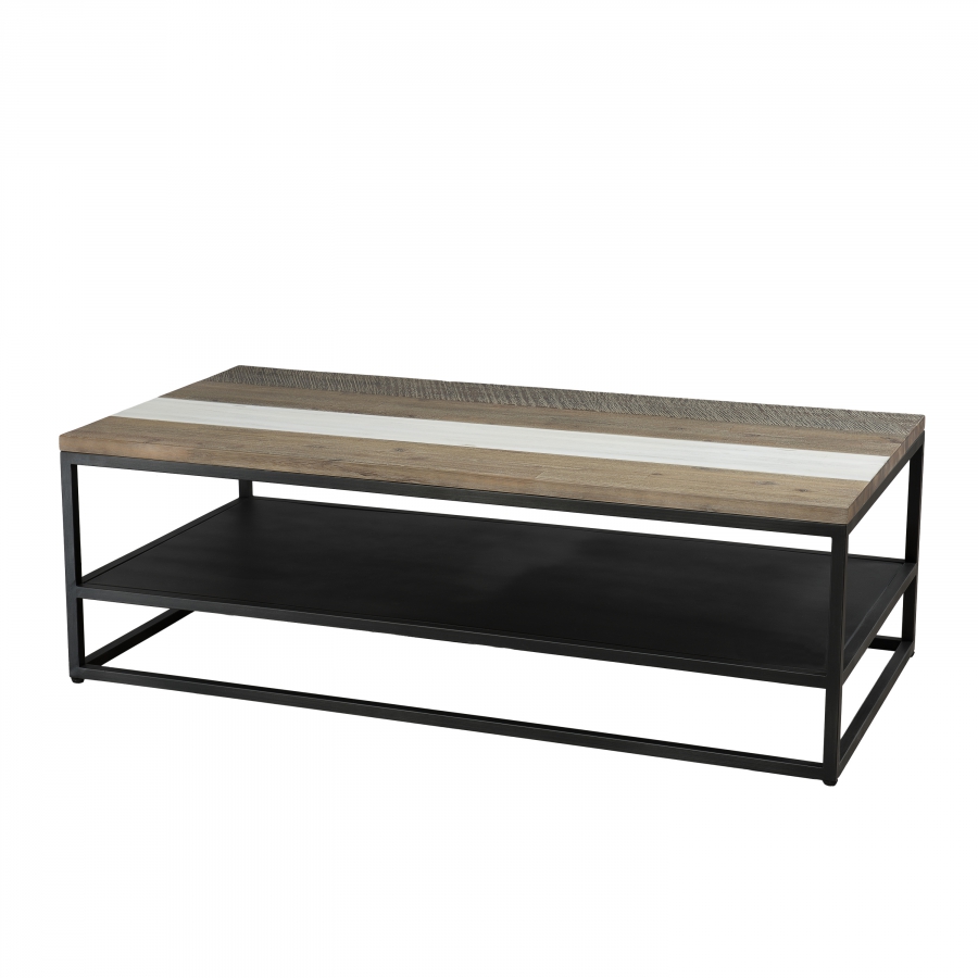 Table basse avec tablette en acacia et métal L120 Table basse avec tablette en acacia et métal L120