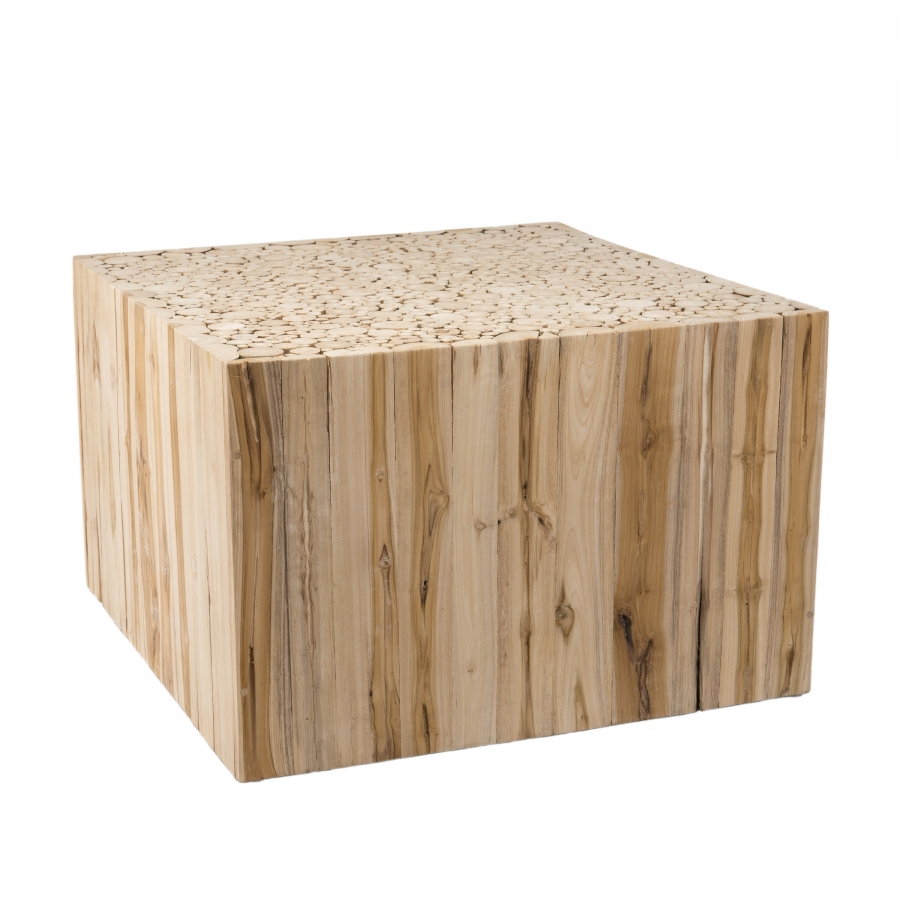 Table basse carrée nature branches bois teck Table basse carrée nature branches bois teck