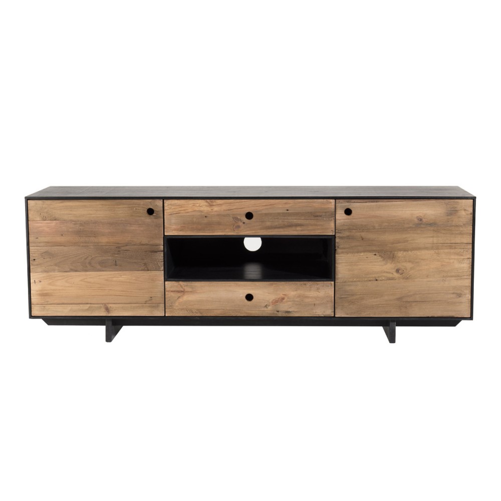 Meuble TV 2 portes 2 tiroirs 1 niche bois pin recyclé Meuble TV 2 portes 2 tiroirs 1 niche bois pin recyclé