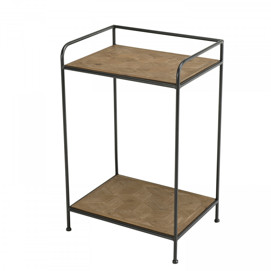 Table d'appoint bois sapin marquetÃ© pieds mÃ©tal