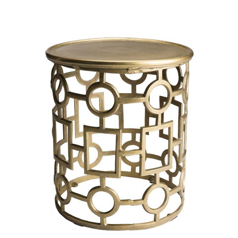 Table d&rsquo;appoint ronde pietement graphique aluminium doré D43