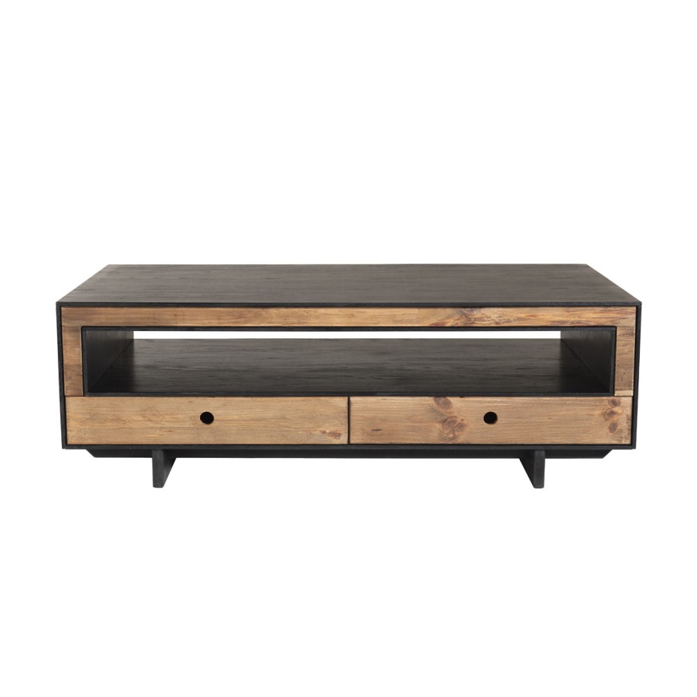 Table basse 4 tiroirs 1 niche bois pin recyclé Table basse 4 tiroirs 1 niche bois pin recyclé