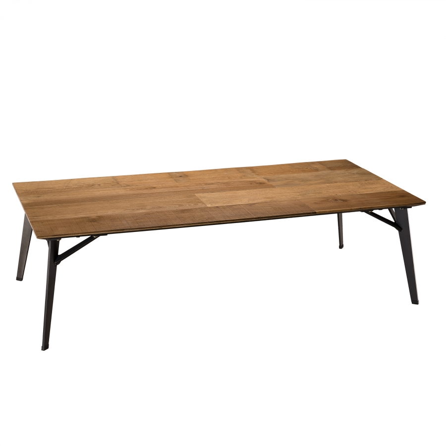 Table basse rectangulaire bois teck recyclÃ© pieds mÃ©tal