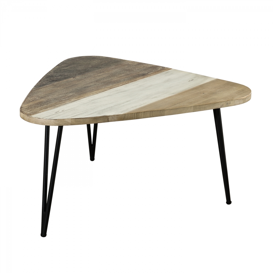 Table basse goutte d'eau bois et métal grand modèle