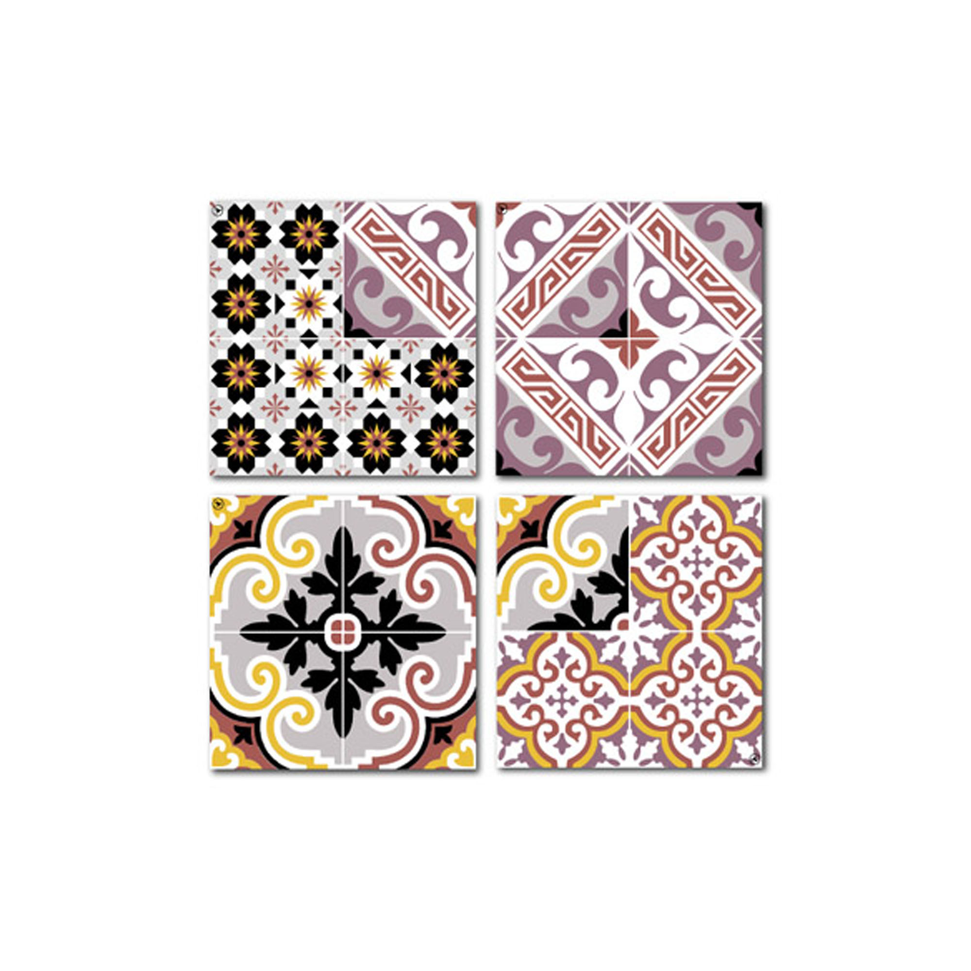 Dessous de verre en mdf noir violet blanc 10x10 Dessous de verre en mdf noir violet blanc 10x10
