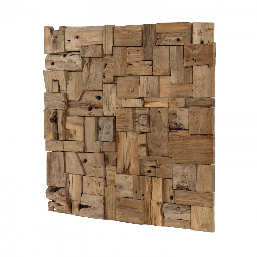 Décoration murale en bois teck 80x80 Décoration murale en bois teck 80x80