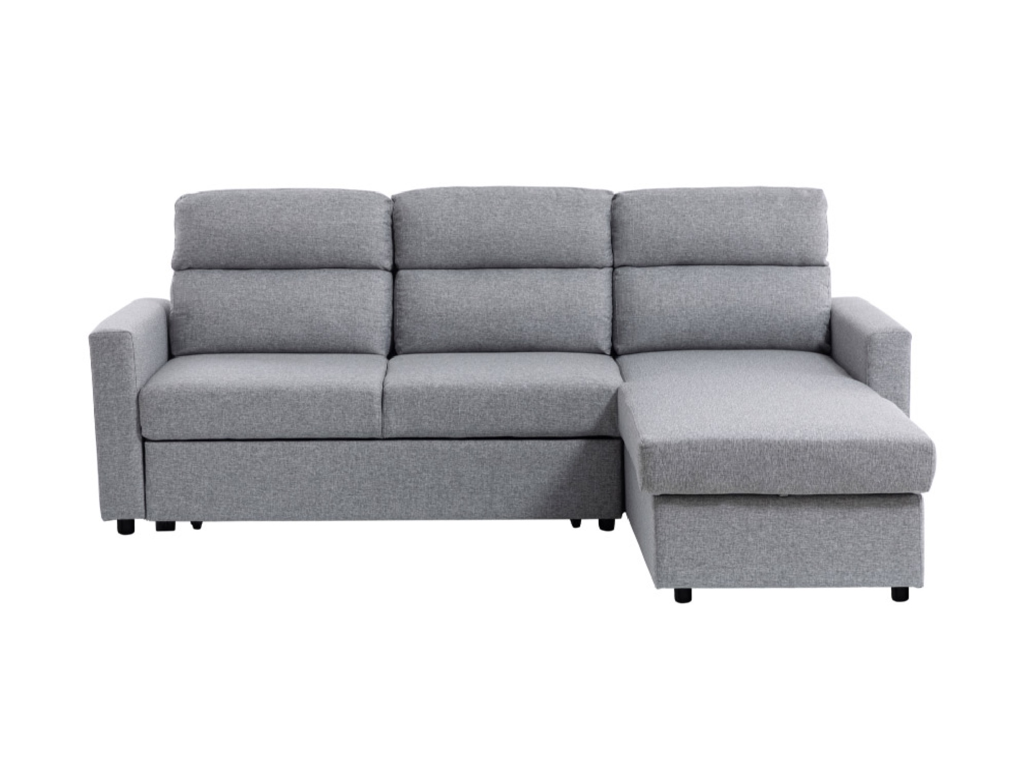 CanapÃ© d'angle gris clair convertible avec coffre