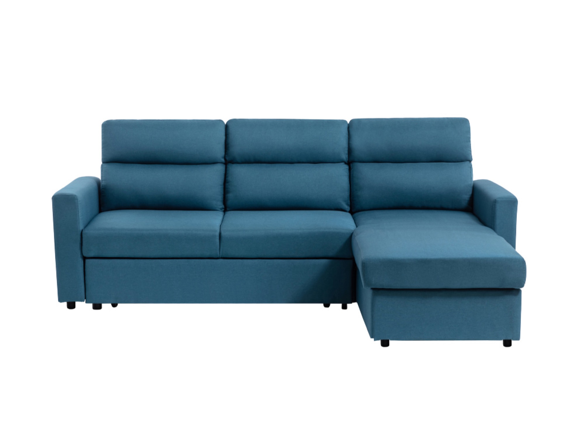 Canapé d'angle bleu convertible et réversible avec coffre