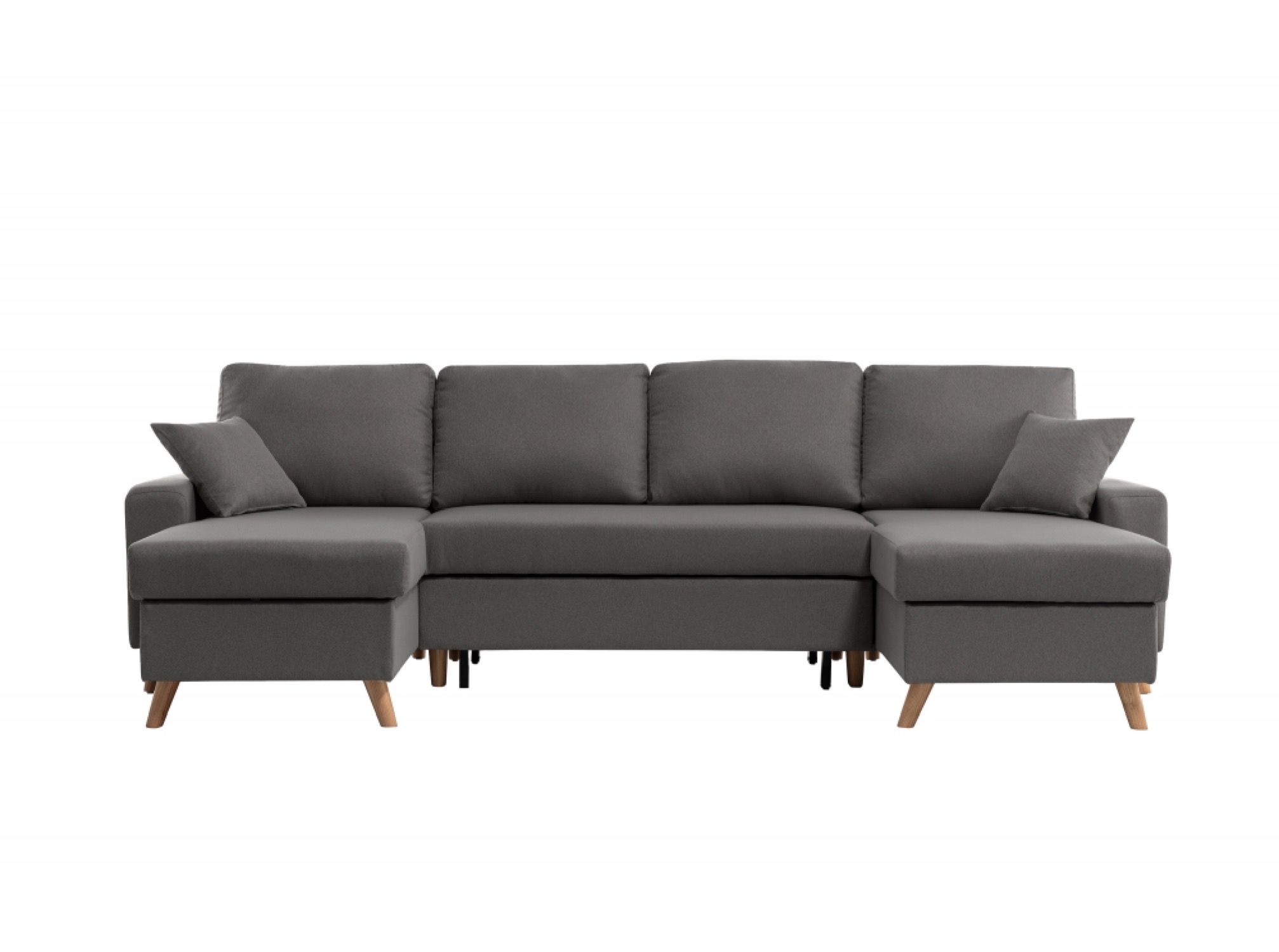 Canapé panoramique scandinave convertible en tissu gris
