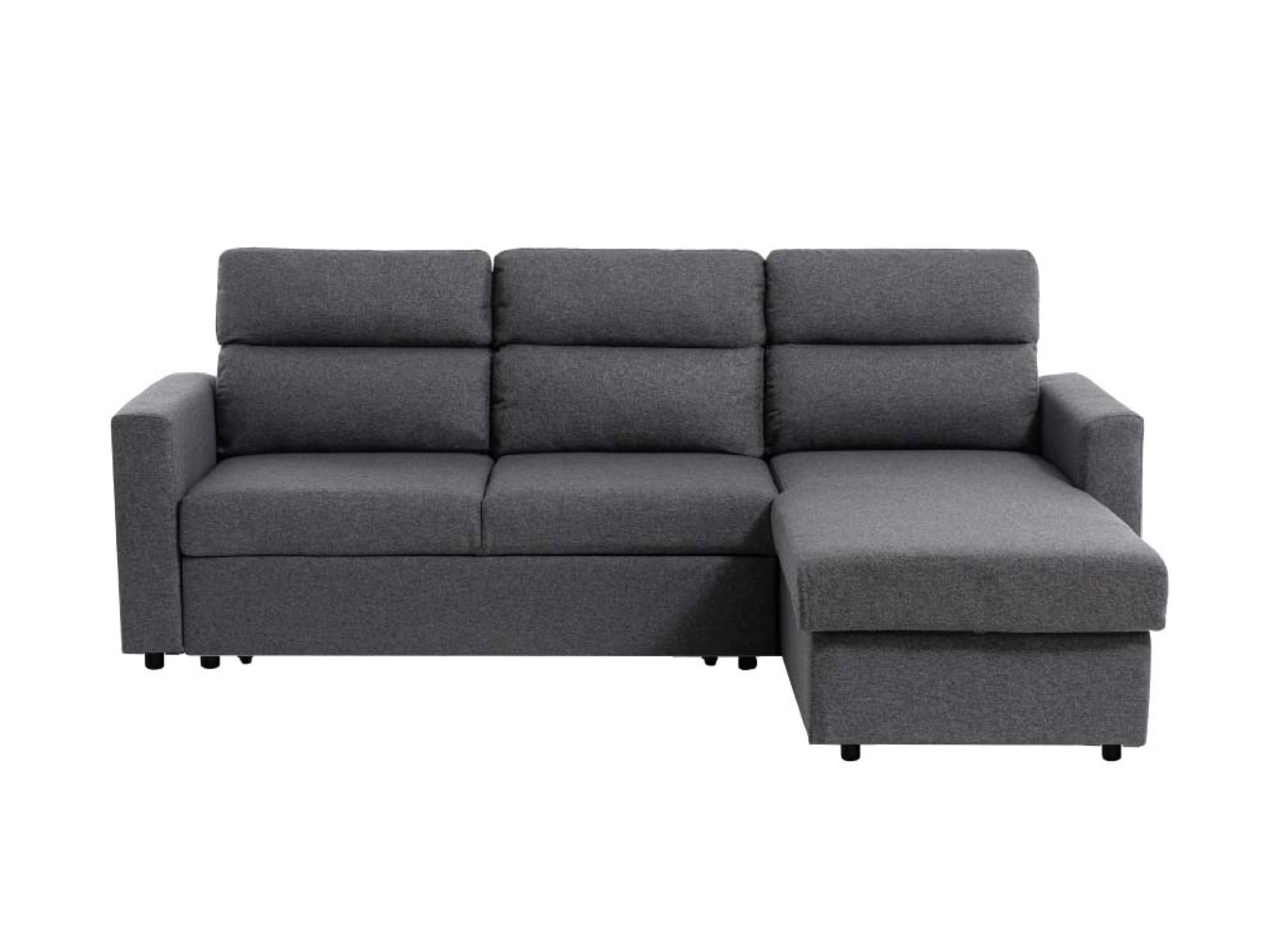 Canapé d'angle gris foncé convertible et réversible avec coffre
