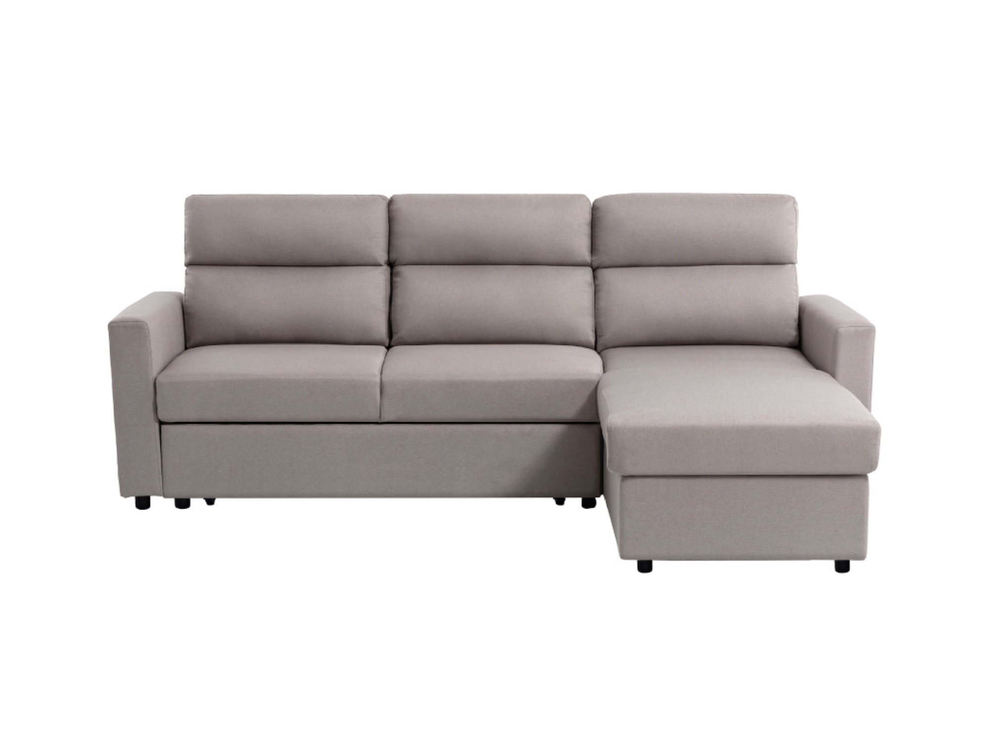 Canapé d'angle beige convertible et réversible avec coffre