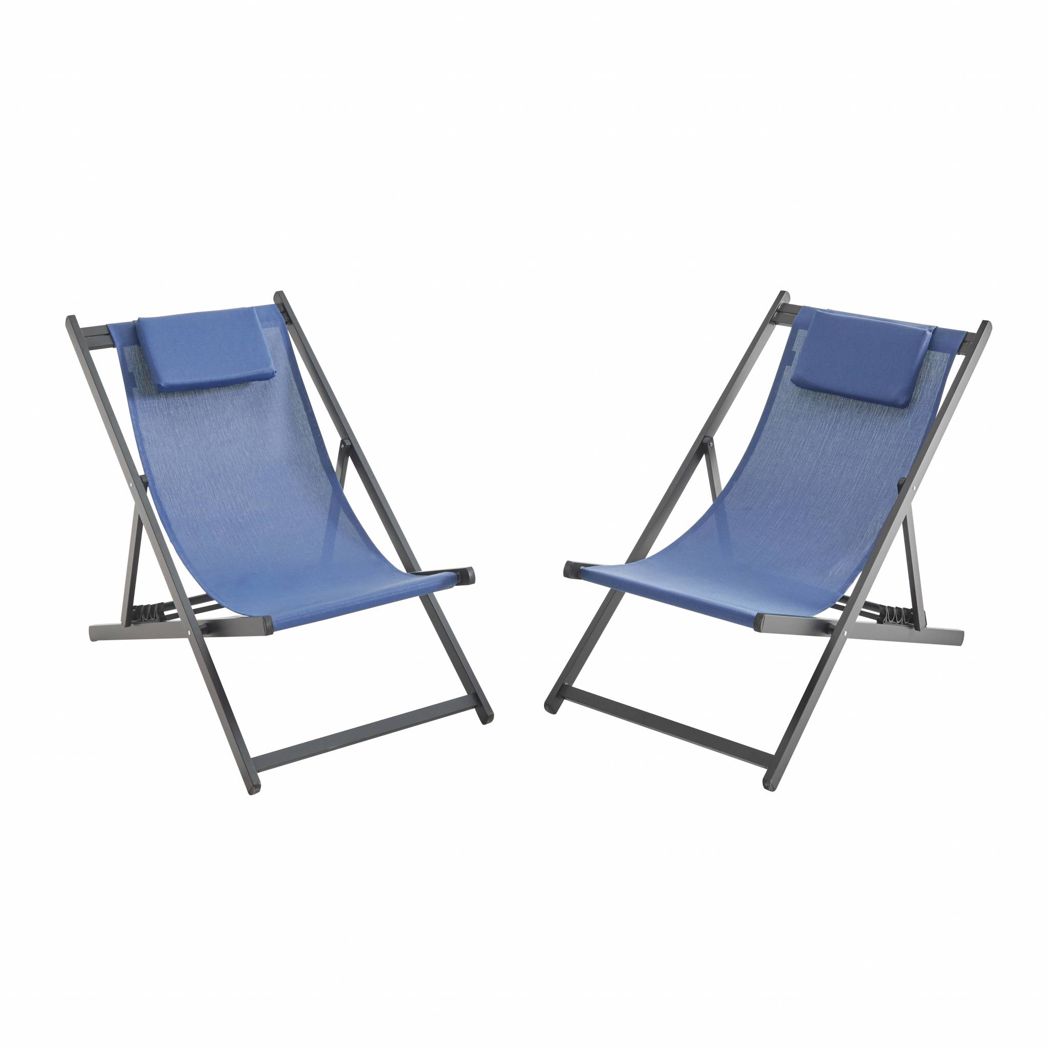 Lot de 2 chiliennes en aluminium bleu nuit