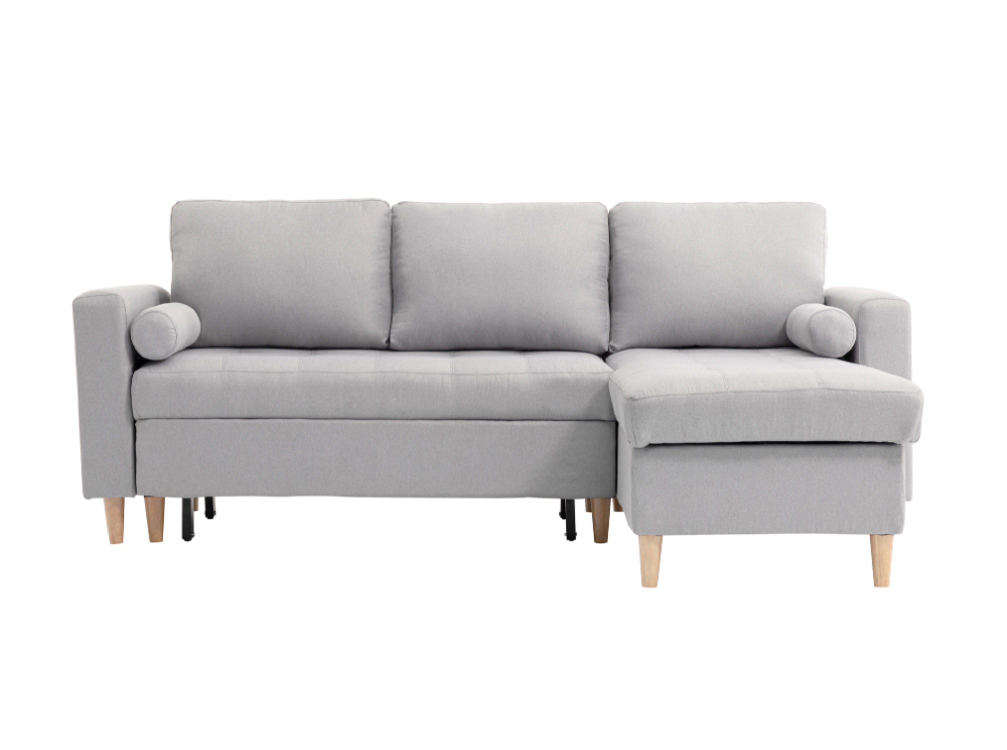 Canapé d'angle scandi réversible et convertible en tissu gris clair