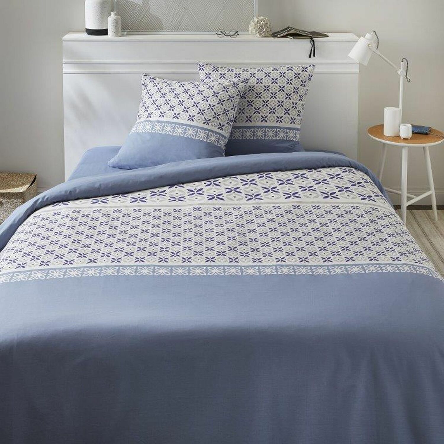 Parure de housse de couette coton blanc 220x240 cm